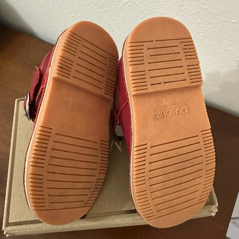 L'Amour Red Leather T-Strap Mary Jane Kids Shoes
